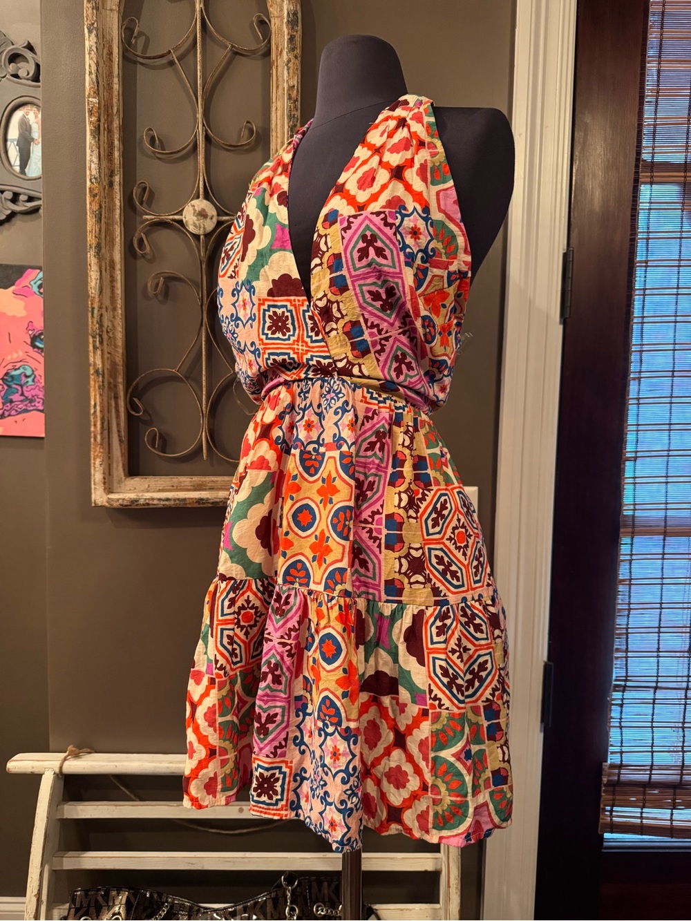 Vibrant Multicolor Halter Tiered Sundress